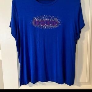 BEBE Rhinestone, Royal Blue fitted T-shirt women’s size 2X, nwot, never worn